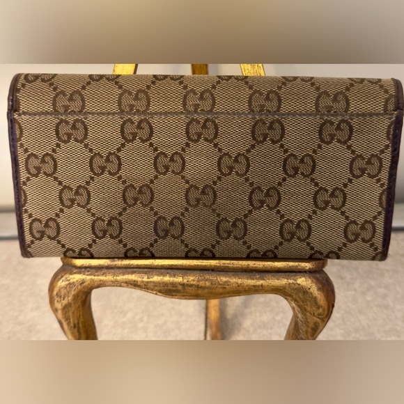 Gucci Britt GG Logo Signature Canvas Leather Continental Bi Fold Zip Wallet - Picture 3 of 10